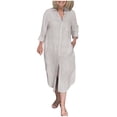 thumbnail image 2 of Women's Long Sleeve Dress, Casual V-Neck Long Dress in Soft Cotton Linen Blend for Summer and Spring Wear, 2 of 6