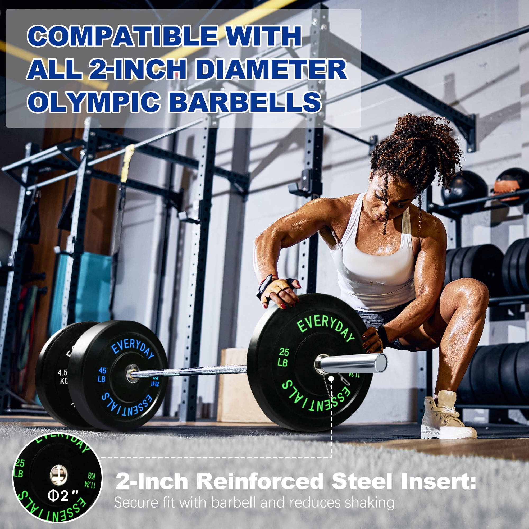BalanceFrom Olympic Bumper Plate Weight Plate with Steel Hub, Black, 160 lbs Set, Multiple Packages