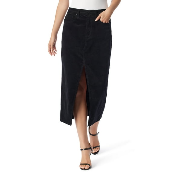 Jessica Simpson Women's and Women's Plus Velveteen Midi Skirt with Front Slit, Sizes 2-24W