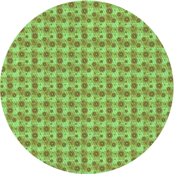 Ahgly Company Machine Washable Indoor Round Transitional Olive Green Area Rugs, 5' Round