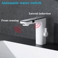 thumbnail image 3 of Grifo de lavabo con Sensor sin contacto blanco, pantalla Digital inteligente, grifo de lavabo de baño, grifo mezclador de agua fría y caliente con sentido gris, batería, 3 of 5