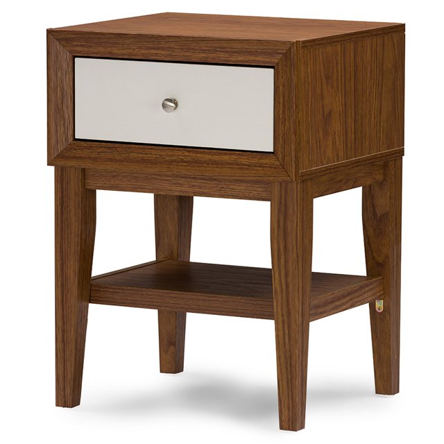 Baxton Studio Table d'Appoint et Table de Chevet Modernes Walnut et White à Deux Tons Gazonnés