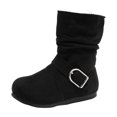 thumbnail image 2 of SYMSHOES Girls Winter Boots Mid-Calf Faux Suede Slouch Boots with Buckle Black Pull-On Kids Fashion Boots for Girls,Size 30, 2 of 9