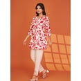 thumbnail image 3 of Cream & Red Abstract Print Cotton Flex Co-ord Set, 3 of 5