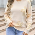 thumbnail image 4 of Rbaofujie Chandails à Col Rond pour Femmes Mode Ample Imprimé Chandail à Col Rond Beige Chandails pour Femmes, 4 of 5