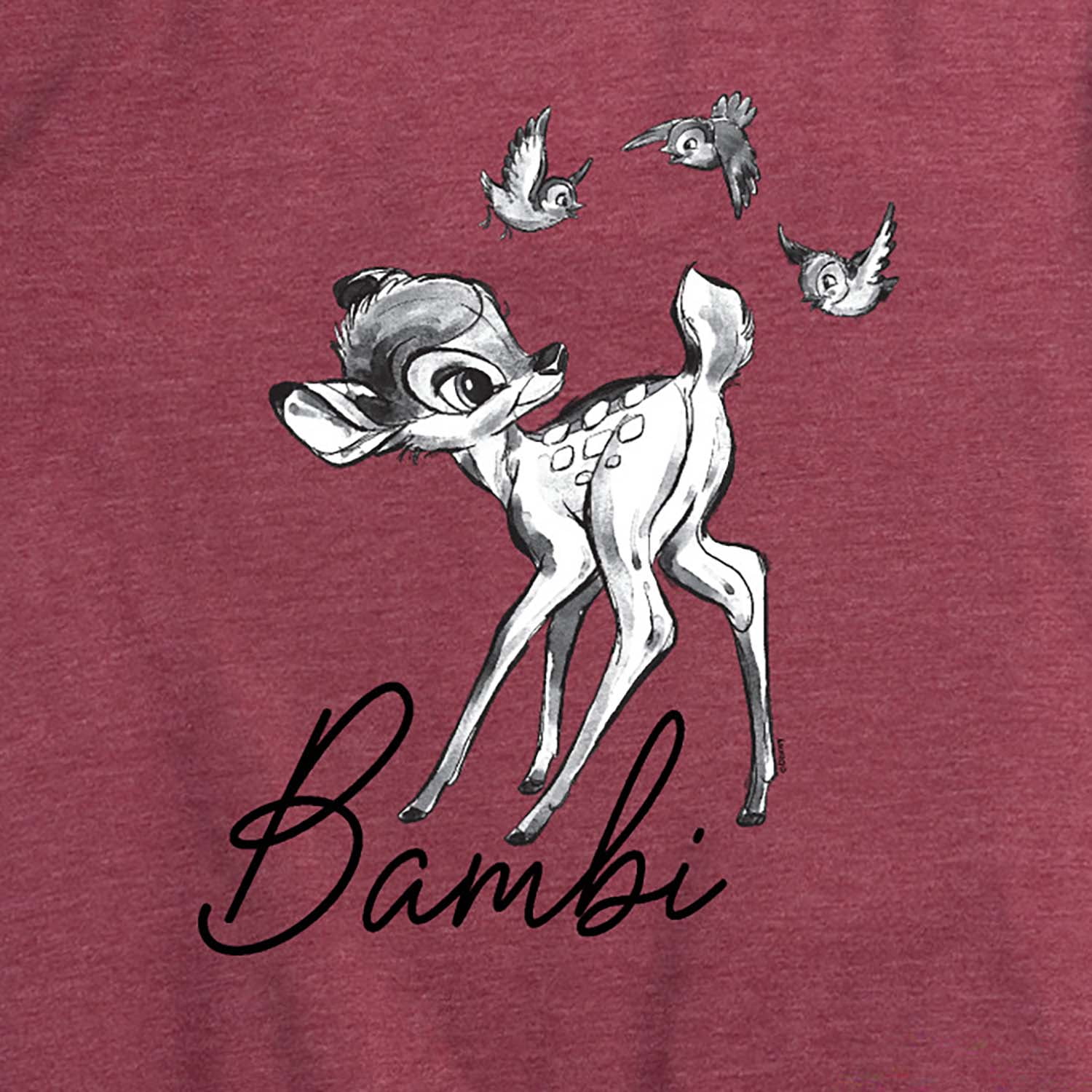 Art T-Shirt Bambi Sketch Short Sleeve Graphic Women\'s - Bambi -