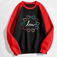 thumbnail image 4 of VALMASS Chandails Surdimensionnés de la Saint-Valentin pour Femmes Manches Raglan Col Rond Hauts Décontractés Amples Imprimés Chandail Blouses (S, Noir-D), 4 of 5