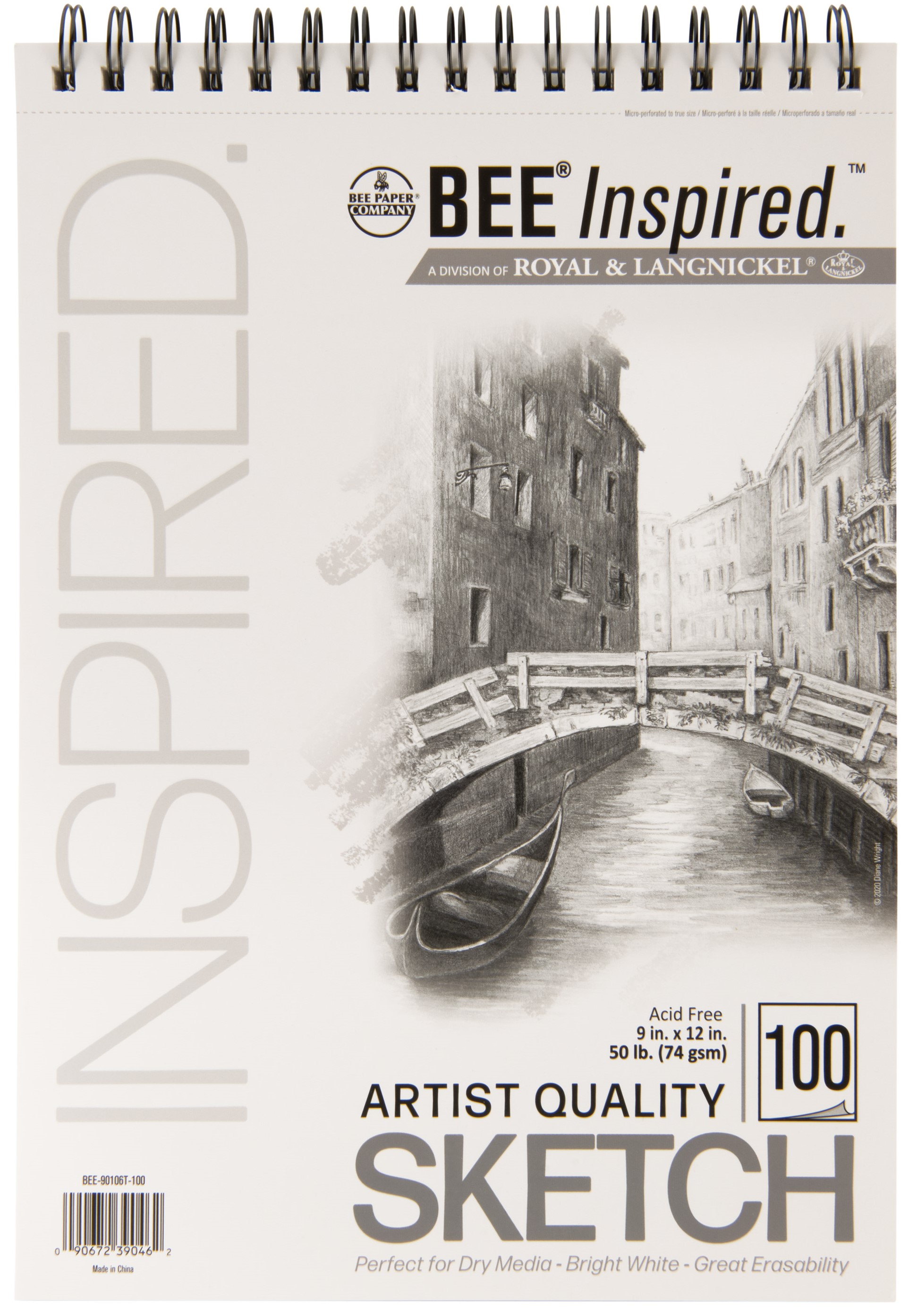Bee Paper Bee Inspired 9x12" Sketching Paper Pad, 100 Sheets