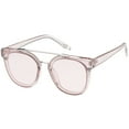 thumbnail image 2 of Translucent Horn Rimmed Sunglasses Metal Crossbar Color Tinted Square Lens 57mm (Purple Silver), 2 of 4