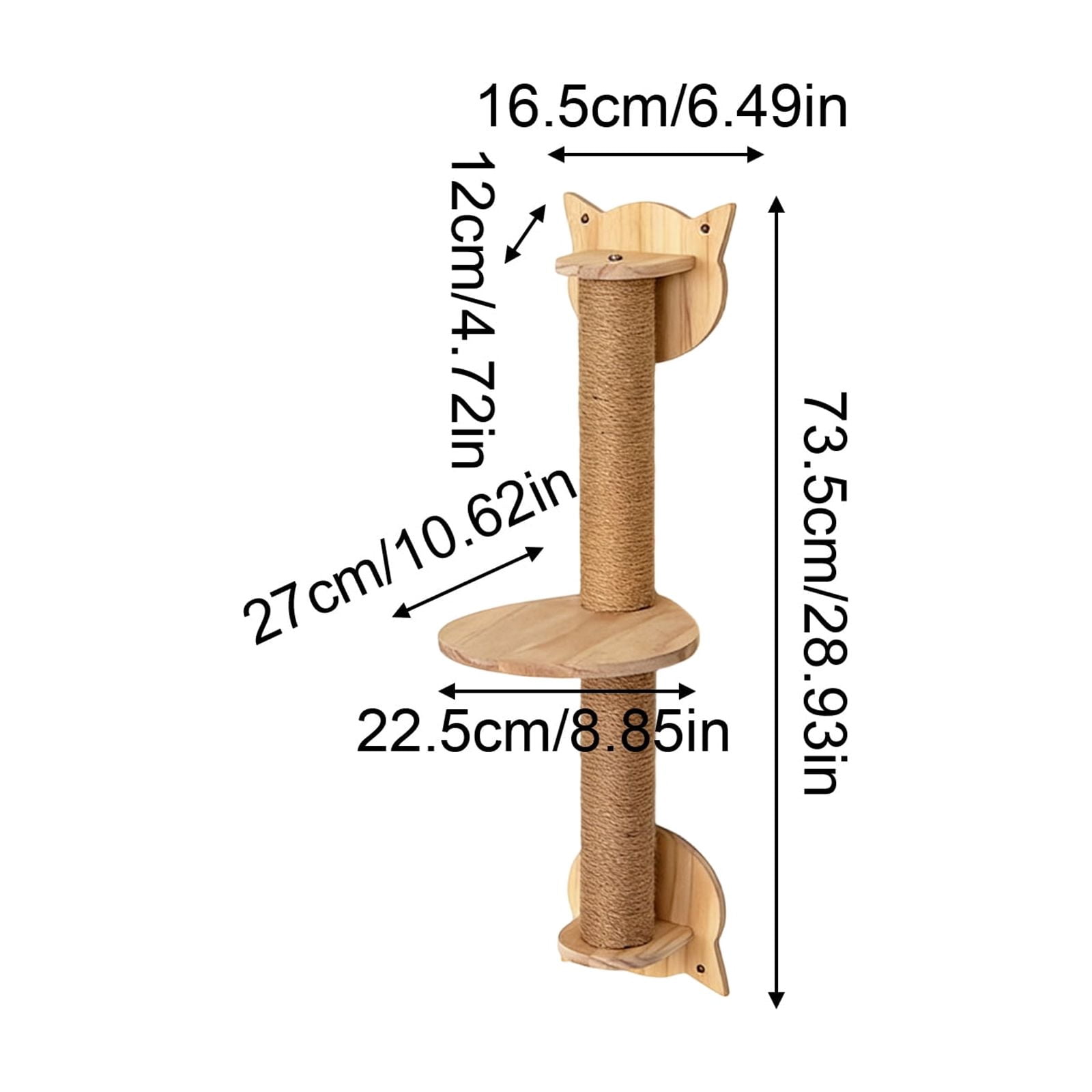 Wall-Mounted Wooden Cat Climbing Frame, Canvas Cat Bed & Jute Scratching Post, Multi-Level Cat Jump Platform For Indoor Cats With Durable Solid Wood Construction, Ideal For Cat