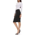thumbnail image 2 of BGDK Women's Thin Lightweight Cotton Stretch Pencil Skirt - 25 Inch Length, Elastic Waist, Comfortable High Waist Fit Navy Medium, 2 of 3
