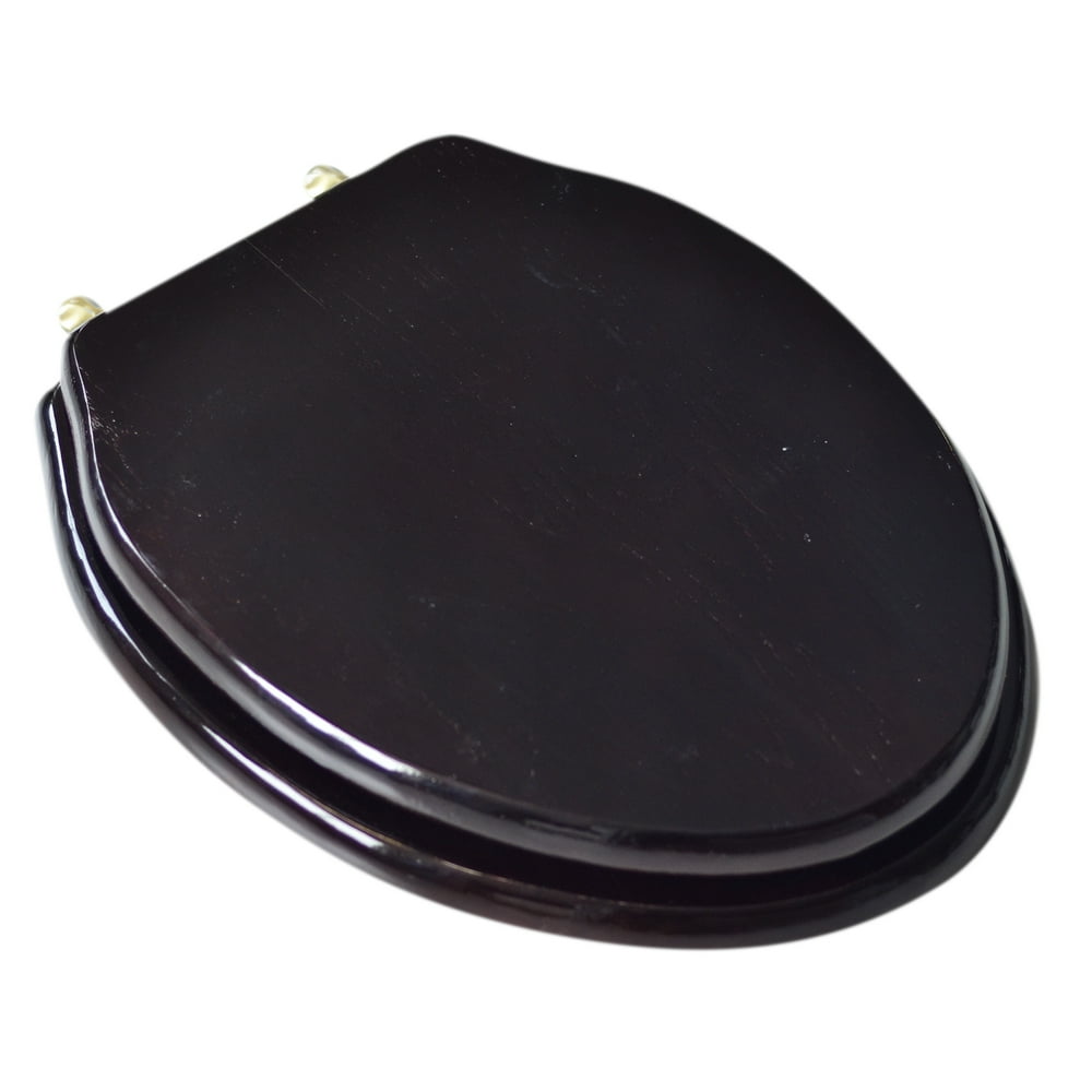 BathDecor Mahogany Finish Designer Solid Elongated Oak Wood Toilet Seat