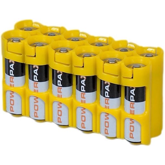 Storacell by Powerpax AA 12-Pack Battery Caddy, Yellow