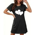 thumbnail image 4 of yillto Women Nightgown Short Sleeve Sleepshirt Crewneck Heart Graphic Sleepwear Nightshirts Pajama Dress, 4 of 5