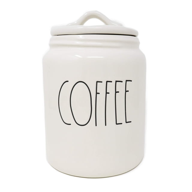 Rae Dunn By Magenta COFFEE Ceramic LL Medium 8 x 5 Canister (White)
