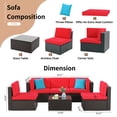 thumbnail image 5 of Walsunny 6 Pieces Patio Furniture Sets Outdoor All-Weather Sectional Patio Sofa Set PE Rattan Manual Weaving Wicker Patio Conversation Set Red, 5 of 7