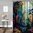 thumbnail image 2 of Orinice Blue Orange Banana Leaves Shower Curtain Forest Purple Leaf Plant Botanical Art Theme Small Window Curtain Bathroom Decor Set with Hooks Waterproof Washable  60x72, 2 of 7