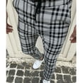 thumbnail image 2 of IROINNID Men's Pants Relaxed Cigarette Plaid Pattern Lace-Up Pencil Pants Stripes Elastic Waist Pants, 2 of 4