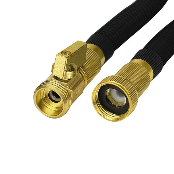 Strongest Expandable Garden Hose with Solid Brass Connector, Expand Up to 25FT, Black - Yardlab