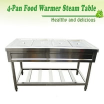 INTBUYING Food Warmer 4 Well Electric Steam Table Bain-Marie Buffet Server for Kitchen Restaurant Stainless Steel