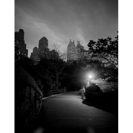- USA New York City Manhattan Night scene in Central Park Poster Print