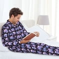 thumbnail image 6 of Naloa flower Skull rose Men’s Pajamas Set - Long Sleeve Button Down Sleep Shirt and Pajama Bottoms Sleepwear Set-Medium, 6 of 7