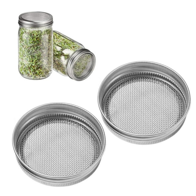 Tapa Para Tarro De Brotes, Tapa Para Tarro De Brotes, Apta Para Lavavajillas, 2 Piezas De Acero Inoxidable A Prueba De Herrumbre Para Frascos De Boca Regular Para El Hogar Para La