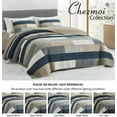 thumbnail image 7 of Chezmoi Collection 3-Piece Plaid Rectangular Patchwork Cotton Quilt Set, Navy Blue White Gray Taupe Plaid Lightweight Reversible Bedspread, Queen Size, 7 of 7