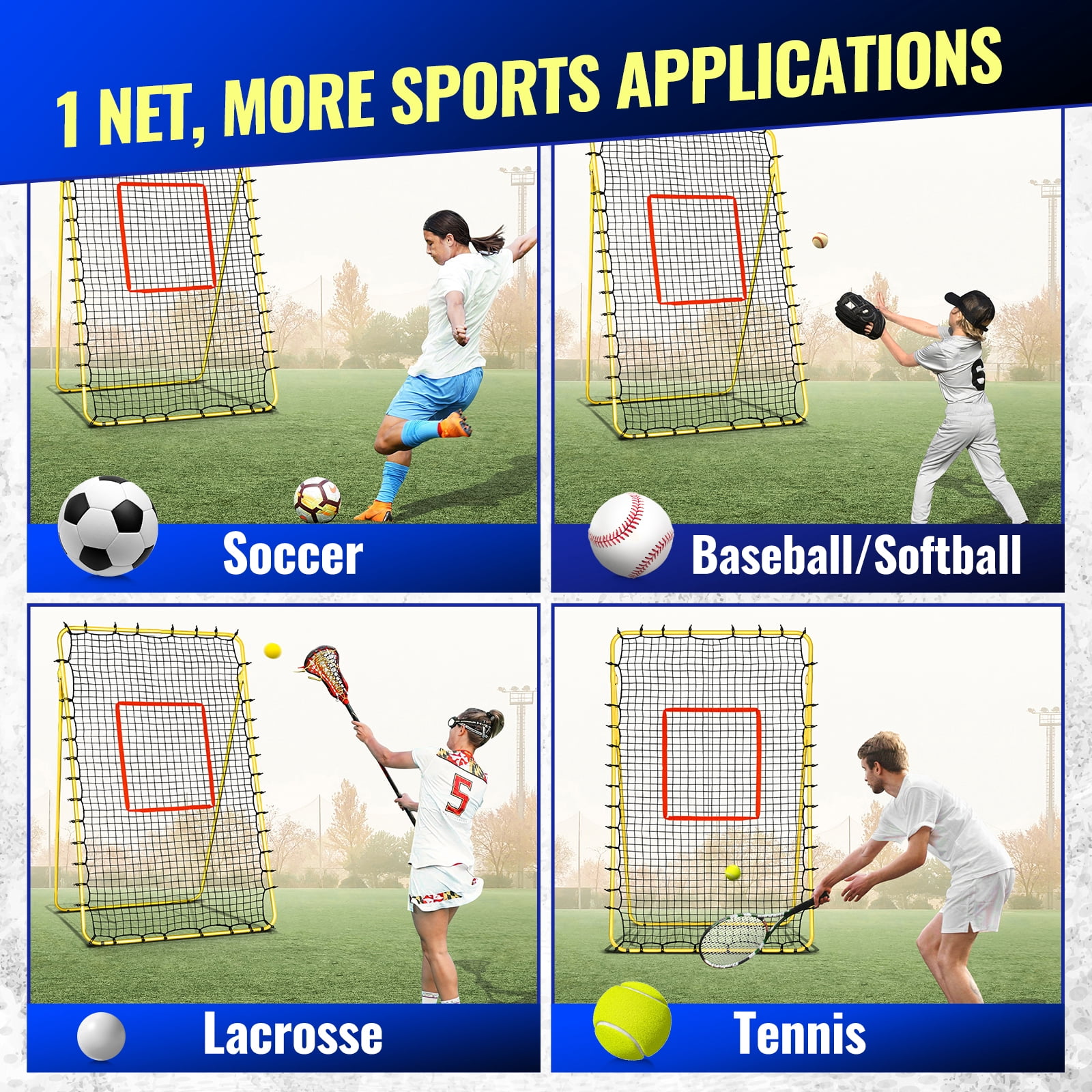 ‌FITPLAY 7x4 FT Volleyball Rebounder Net, 5 Adjustable Rebound Angles Volleyball Training Equipment
