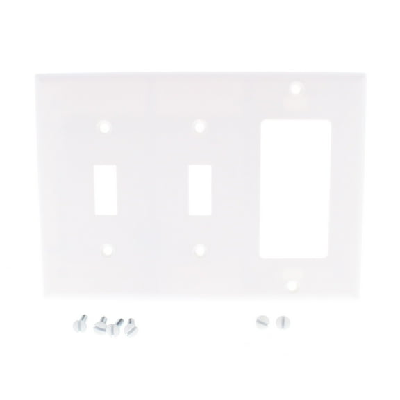 Cooper Wiring Devices 2173W 3-Gang Combination Toggle Switch Decorator GFCI Wall Plate, White