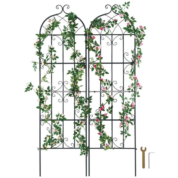 KFFKFF Garden Trellis for Climbing Plants, 71 x 20 in, 2 Packs Rustproof Metal Garden Flower Trellis, Outdoor Climbing Rose Trellis Cucumbers Support