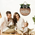 thumbnail image 4 of Eveokoki 12" Hello Tomorow Wreath Hanging Welcome Sign Front Door Signs Wooden Farmhouse Rustic Decor with Vivid Greenery Home Decor for Front Door Fall Winter Housewarming Gifts, 4 of 5