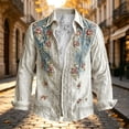 thumbnail image 5 of Mens Boho Hawaiian Hippie Patterned Shirt Retro Casual Button Down Top Vacation Holiday Resort Outfit Blouse, 5 of 5