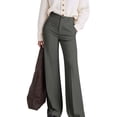 thumbnail image 2 of Women Wide Leg Pants Summer High Waisted Business Casual Work Dress Pants Trousers Slacks Dark Gray S, 2 of 9
