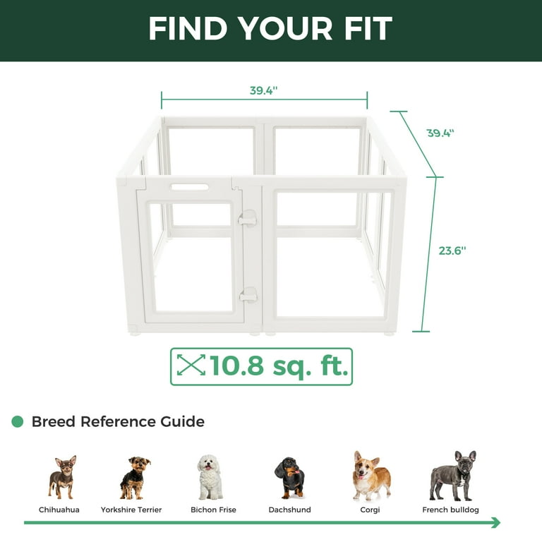 FXW AuraSpace Acrylic Indoor Dog Playpen, 24 Inch, 8 Panels