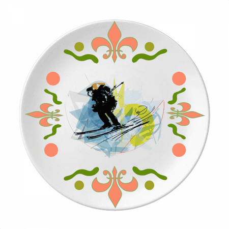 

Sport Athletes Skiing Sports Watercolor Sketch Flower Ceramics Plate Tableware Dinner Dish