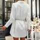 thumbnail image 5 of Vestido camisero de manga larga con botones para mujer, vestido tipo túnica con cuello en V, blusa para el trabajo en casa, oficina, blanco S, 5 of 7