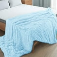 thumbnail image 7 of Homore Fashional Shaggy Faux Fur Throw Blanket for Kids and Adult, 60" x 80" , Sky Blue, 7 of 7