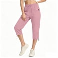 thumbnail image 3 of Nugftut Capri Pants for Women Elastic Waist Drawstring Capris Pockets Casual Cropped Cargo Pants, 3 of 5