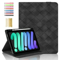Elastic Band PU Leather Case for iPad mini 7th Gen (A17 Pro) 2024 / mini 6th Gen 8.3" 2021 with Pencil Holder, Smart Folio Cover Adjustable Stand - Auto Wake/Sleep and Multiple View Angles, Black