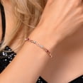 thumbnail image 3 of Gem Stone King 18K Rose Gold Plated Silver White Lab Grown Diamond and Red Created Ruby Bracelet for Women (2.37 Cttw, Gemstone April Birthstone, Round 4MM, 7.5 inch), 3 of 6
