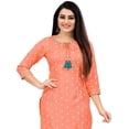 thumbnail image 4 of Rajnandini Women's Rayon Slub Jaipuri Bandhani Printed Kurti (JOPLJPR13-6XL_Orange_6XL), 4 of 5