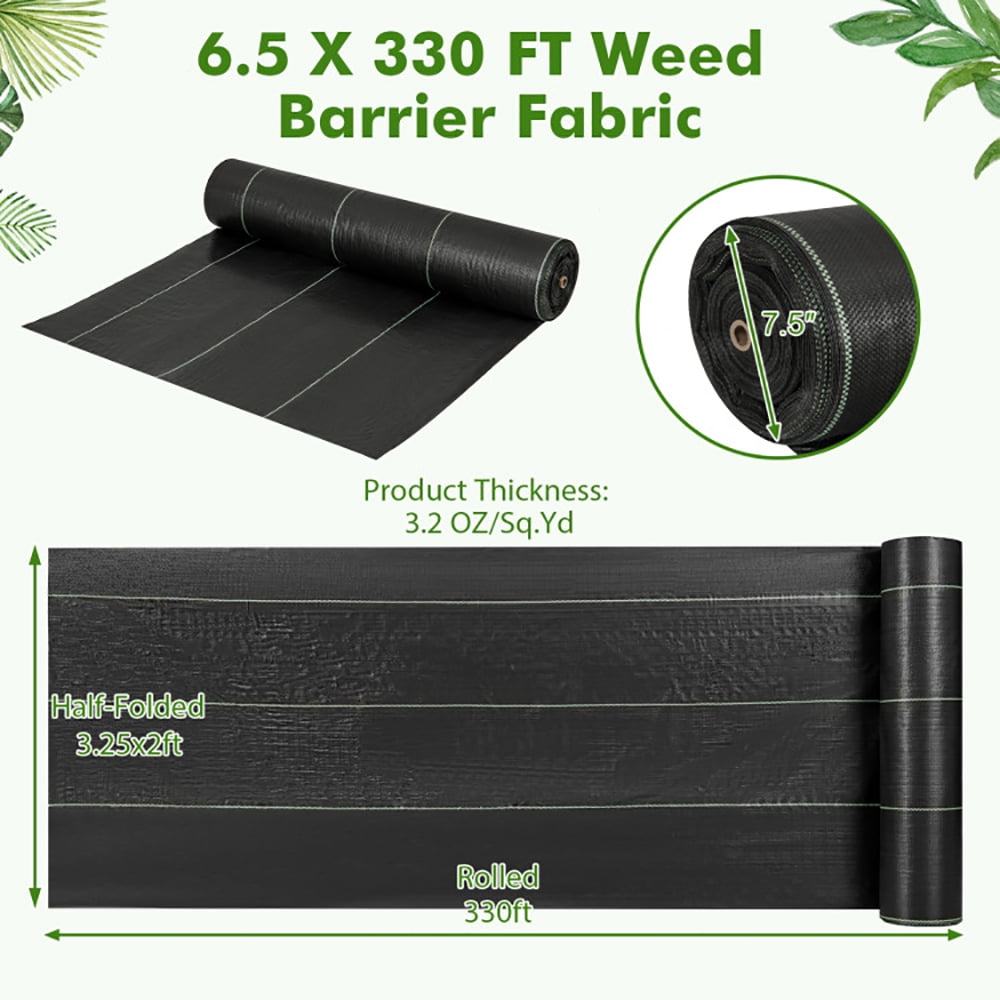 Resenkos 6.5 x 330/4 x 250/6 x 300 Feet Weed Barrier Landscape Fabric-6.5 ft