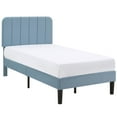 thumbnail image 4 of VECELO Twin Size Bed Frame, Modern Upholstered Platform Bed Frame with Adjustable Headboard, Wooden Slats Support/No Box Spring Needed, Light Blue, 4 of 12