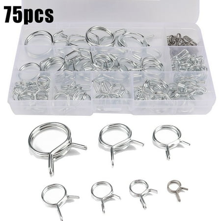 

75*Double Wire Fuel Line Hose Pipe Clamp Spring Clip Assortment Kit Φ7-Φ22