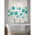 thumbnail image 5 of Teal Floral Sheer Curtains 2 Panels Set Watercolor Autumn Turquoise Wildflowers Plant Linen Texture Sheer Window Curtains Light Filtering Rod Pocket Voile Drapes for Bedroom Living Room 52"x63", 5 of 8