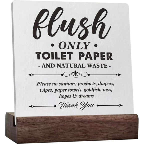 Do Not Flush Toilet Paper Only Ceramic Table Sign Desk Decor, Rustic Bathroom Quote Sign For Farmhouse Restroom Toilet Shelf Table Decoration