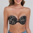 thumbnail image 2 of iHPH7 Front Closure Strapless Bra Push Up Deep Plunge Lace Bra Anti-slip Invisible Wedding Dress Party Bridal Bralette Black L, 2 of 9