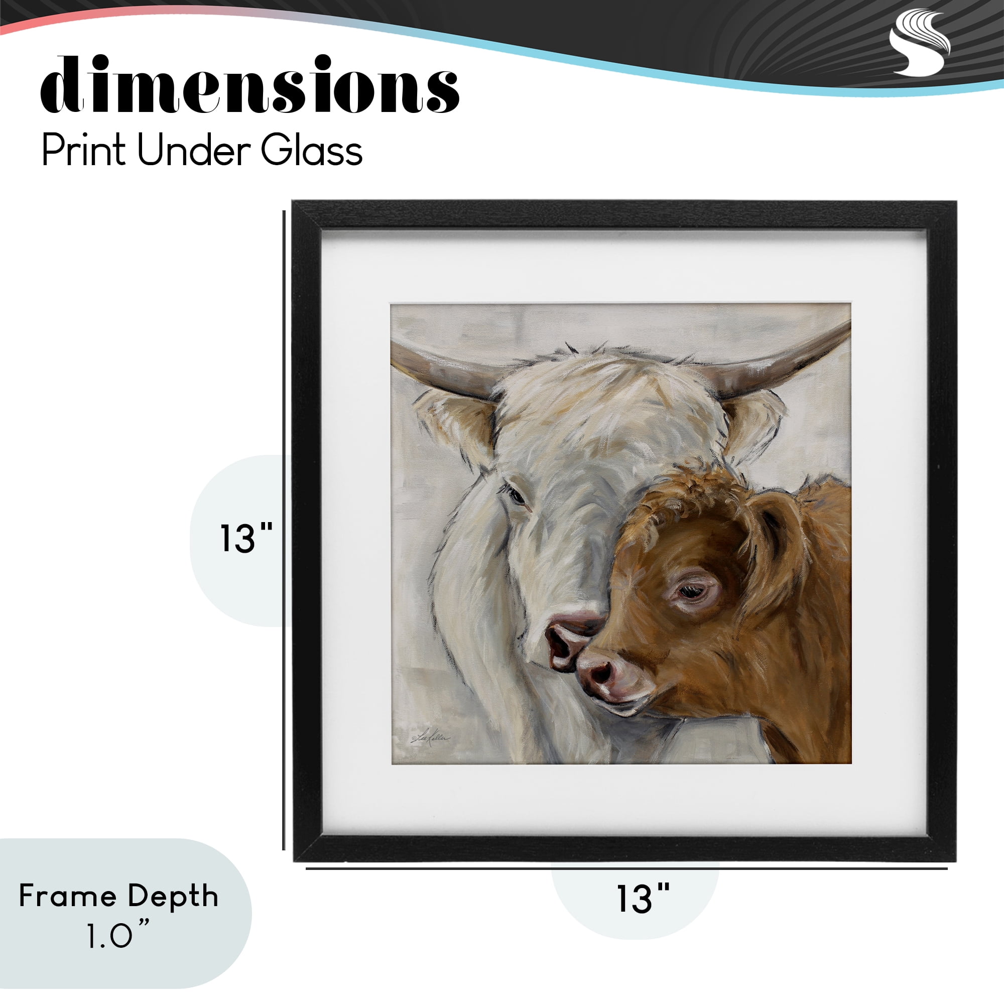 Stupell Industries Highland Cow & Calf Contrasts Black Framed Print Under Glass, design by Lee Keller