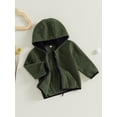 thumbnail image 3 of aturustex Little Boys Girls Basic Plush Hoodie Lightweight 6M 12M 18M 2T 3T 4T Toddler Solid Zipper Cardigan Jacket Fleece Hooded Sweatshirts Infant Bon Warm Daily Spring Fall Winter Clothes, 3 of 7